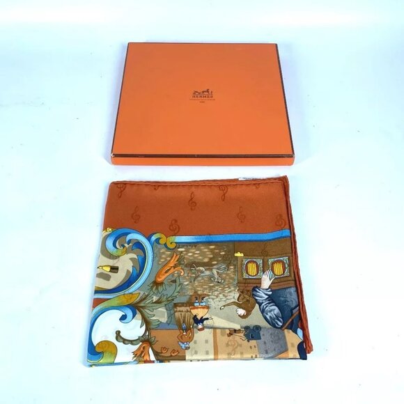 HERMES Carre90 ORGAUPHONE AND MECHANIQUES instruments Scarf Unused - Picture 14 of 14